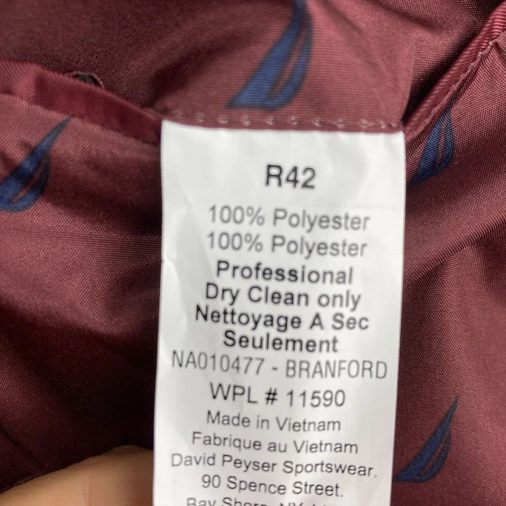 Nautica Men's Modern-Fit Faux-Suede Blazer Sport Coat Jacket Size 42R Burgundy